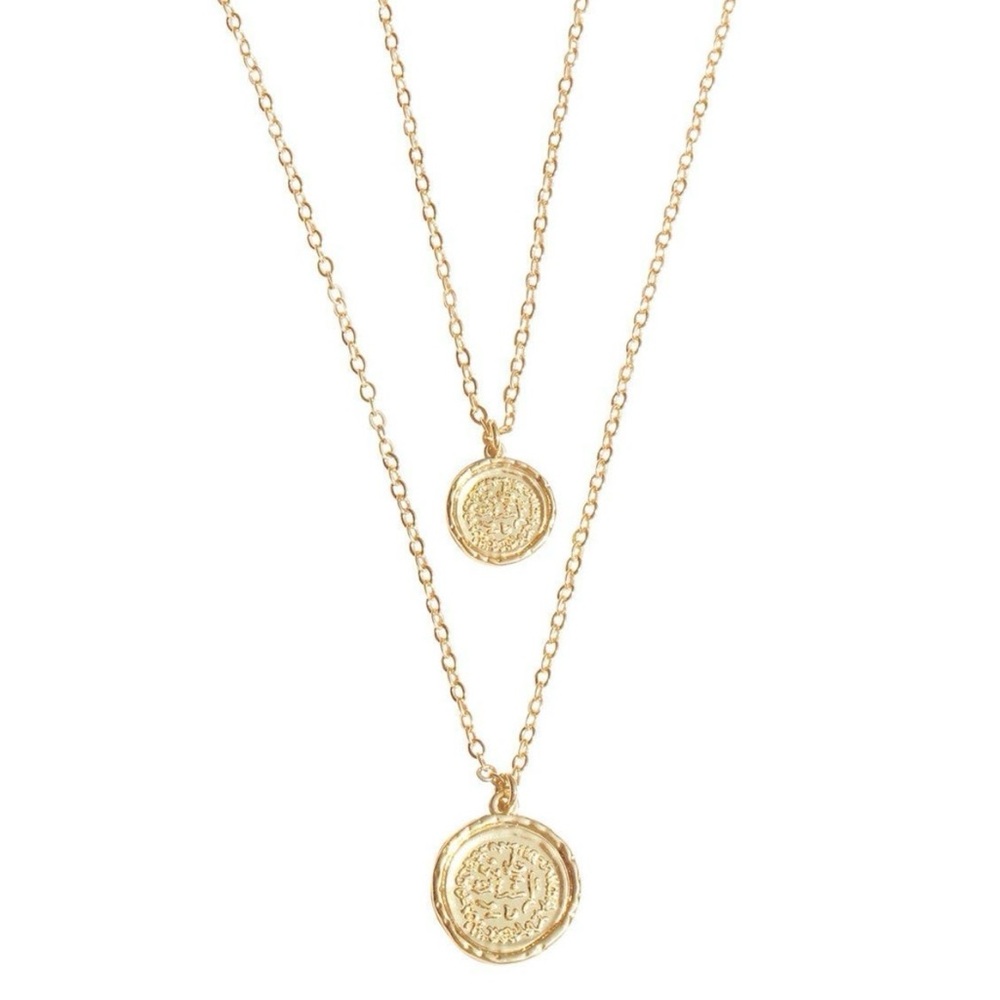 Amber Sceats Double Layer Gold Coin Pendant Necklace